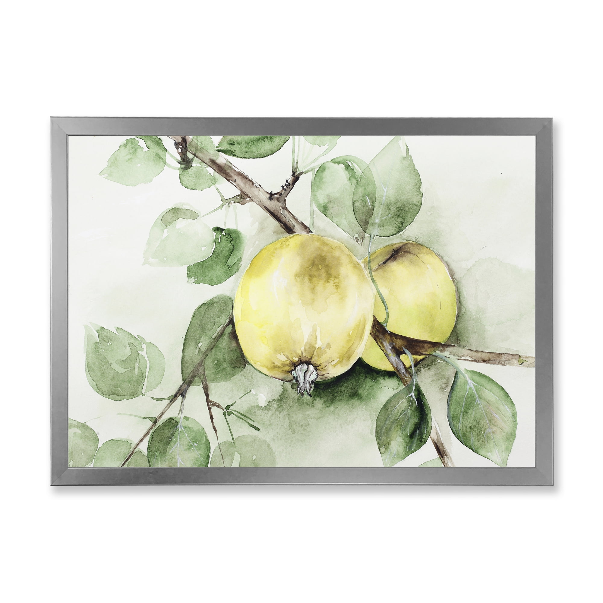 Designart 'Ancient Green Appels' Farmhouse Framed Art Print