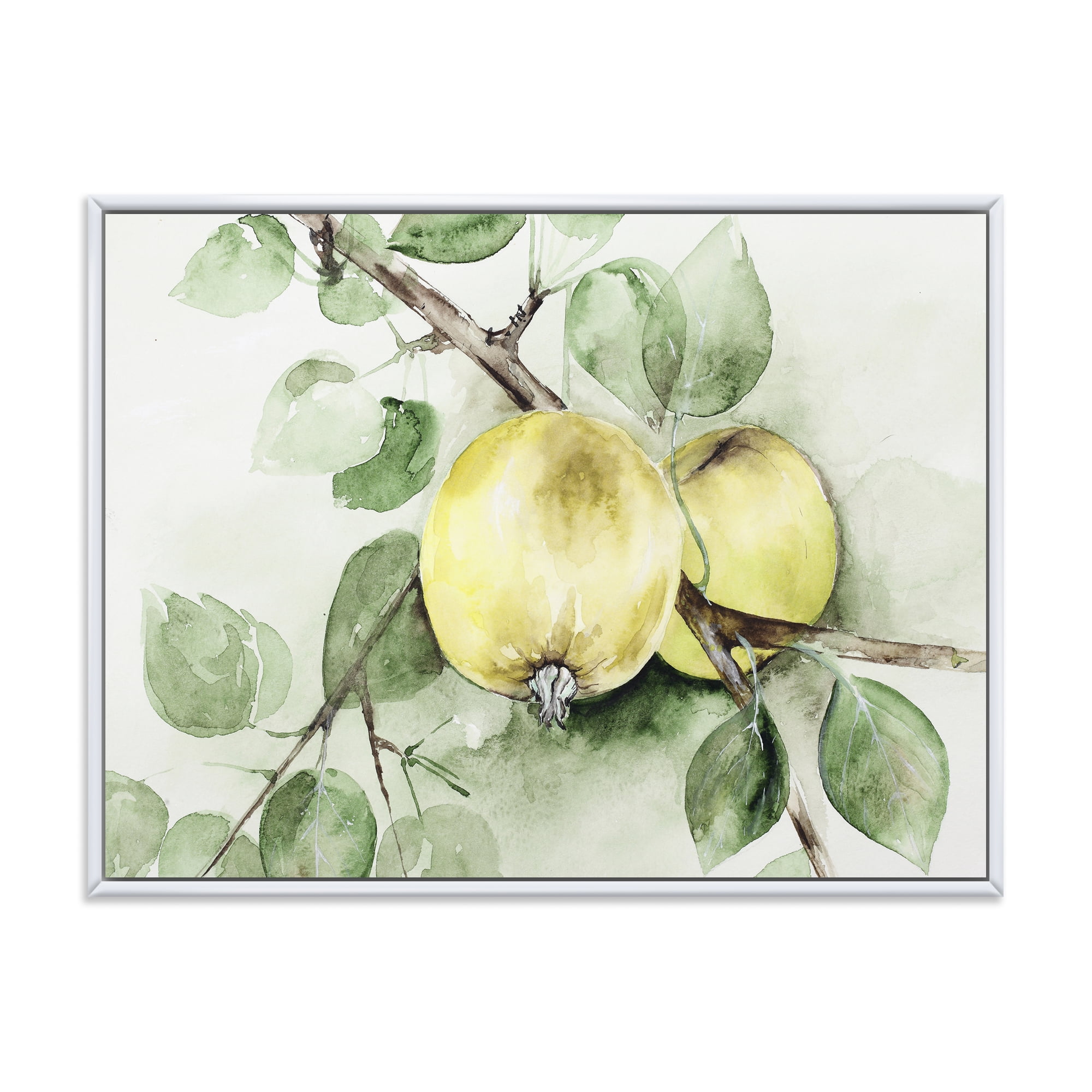 Designart 'Ancient Green Appels' Farmhouse Framed Canvas Wall Art Print