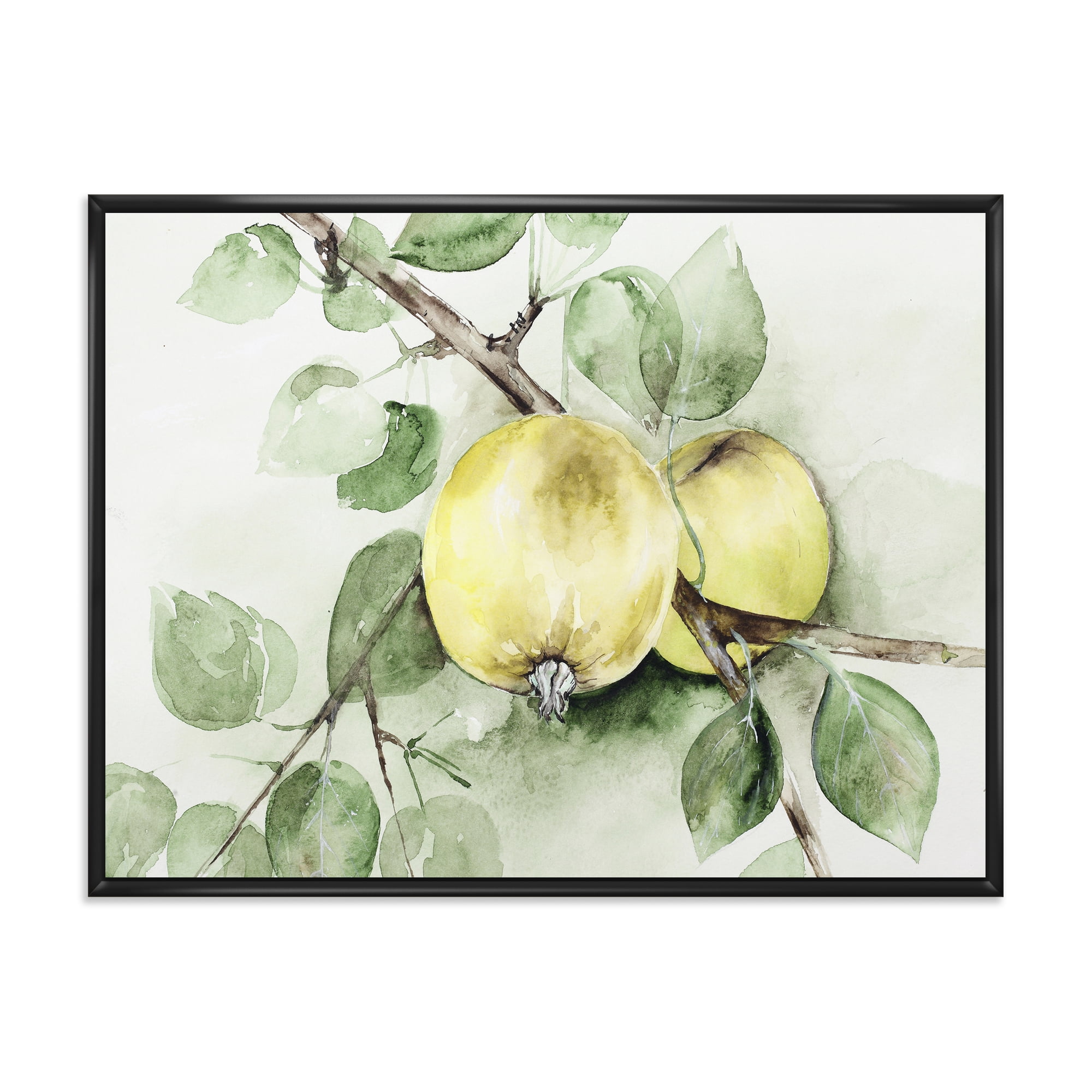 Designart 'Ancient Green Appels' Farmhouse Framed Canvas Wall Art Print