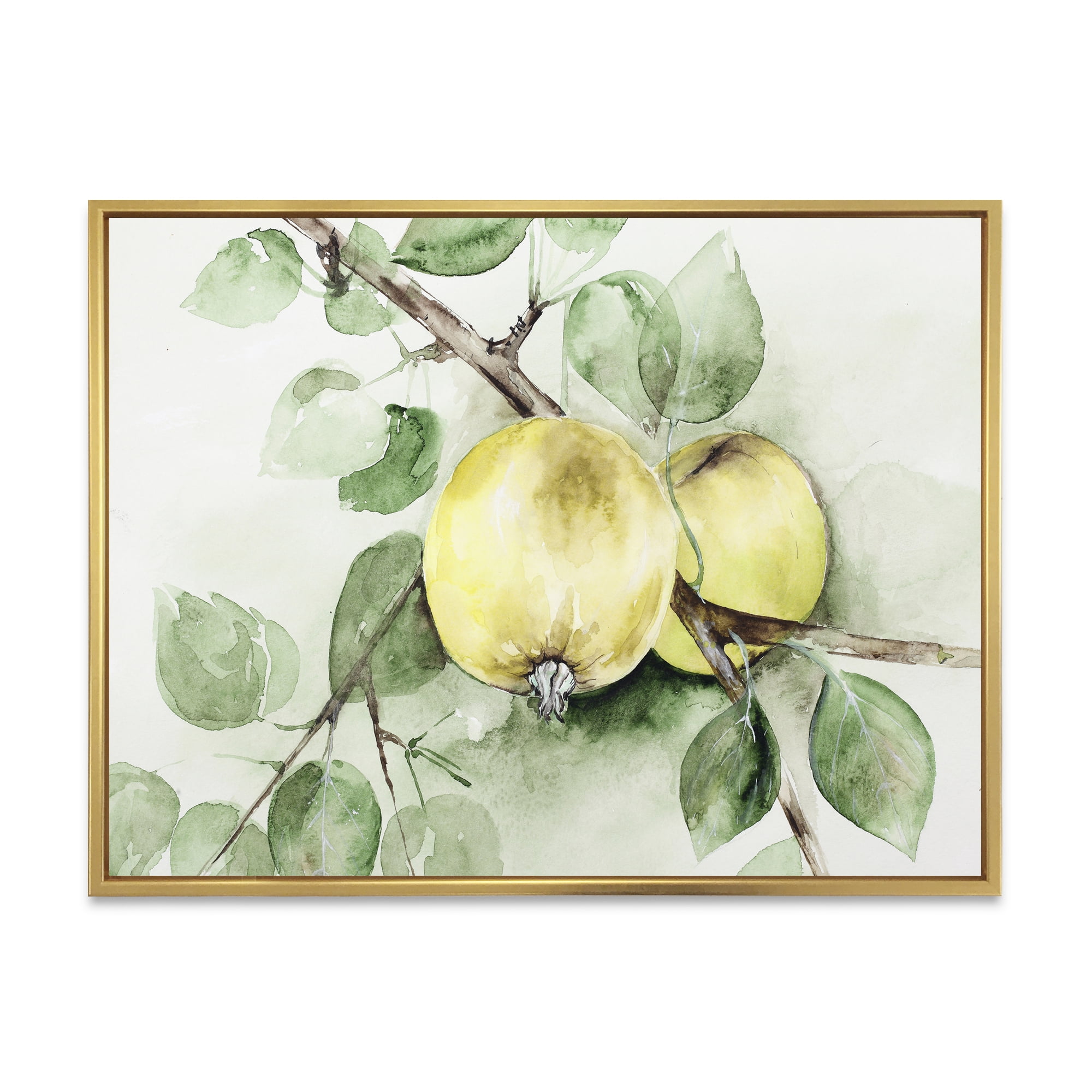 Designart 'Ancient Green Appels' Farmhouse Framed Canvas Wall Art Print