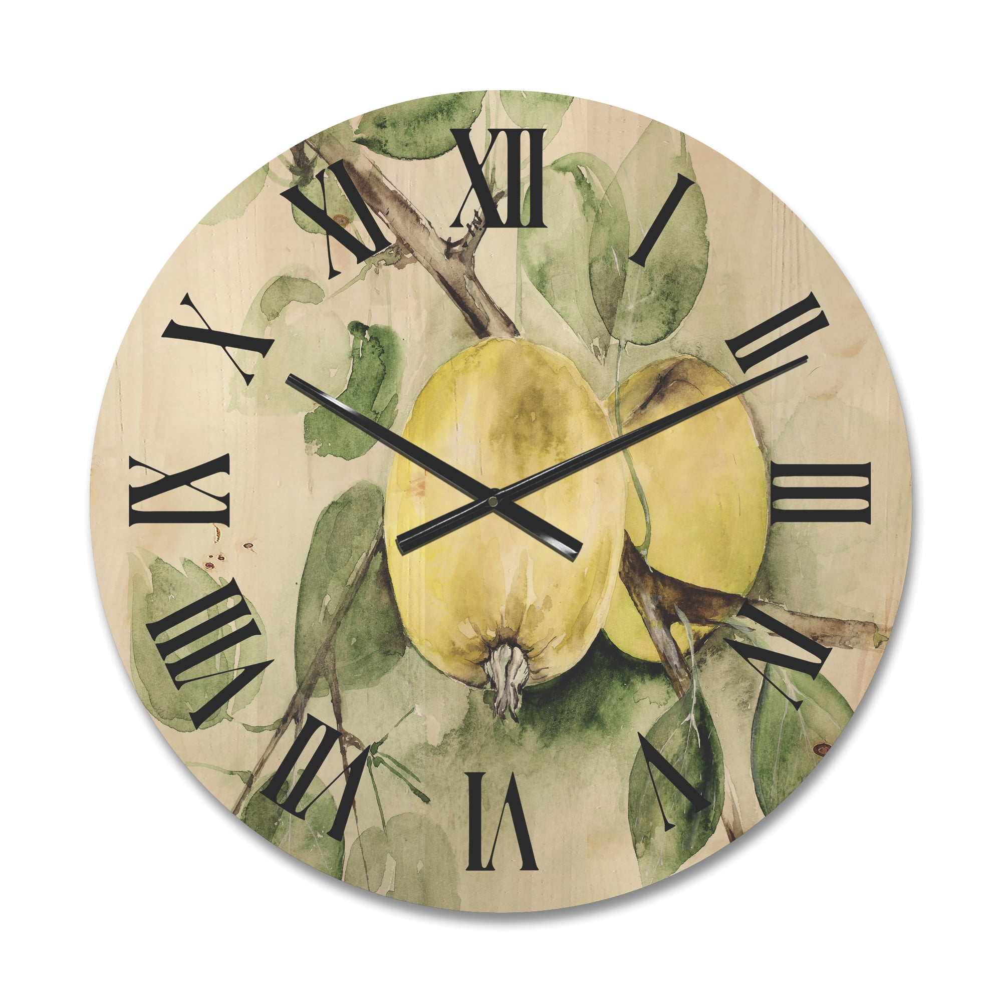 Designart 'Ancient Green Appels' Farmhouse Wood Wall Clock