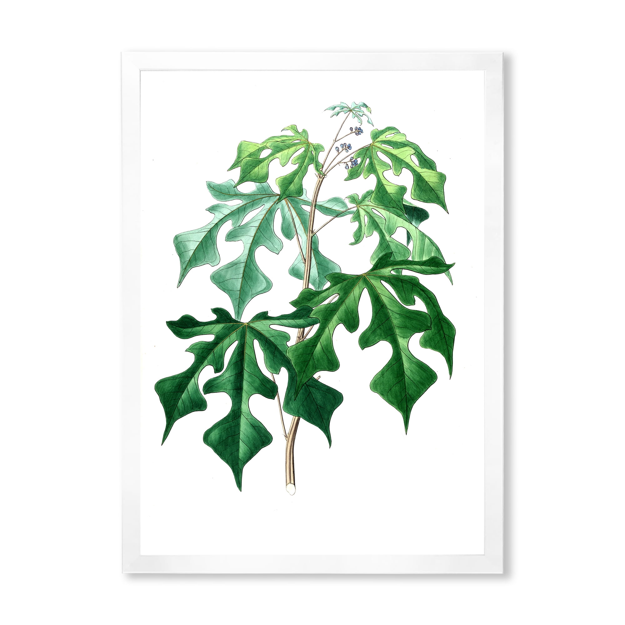 Designart 'Ancient Green Leaves Plants II' Traditional Framed Art Print