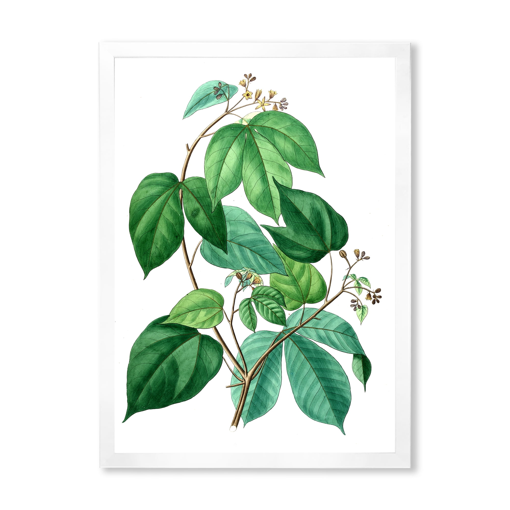 Designart 'Ancient Green Leaves Plants III' Traditional Framed Art Print