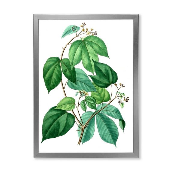 Designart 'Ancient Green Leaves Plants III' Traditional Framed Art Print