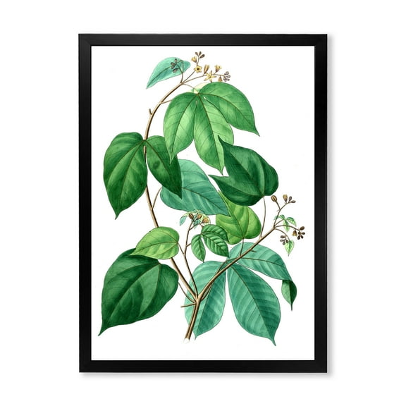 Designart 'Ancient Green Leaves Plants III' Traditional Framed Art Print