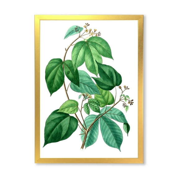 Designart 'Ancient Green Leaves Plants III' Traditional Framed Art Print