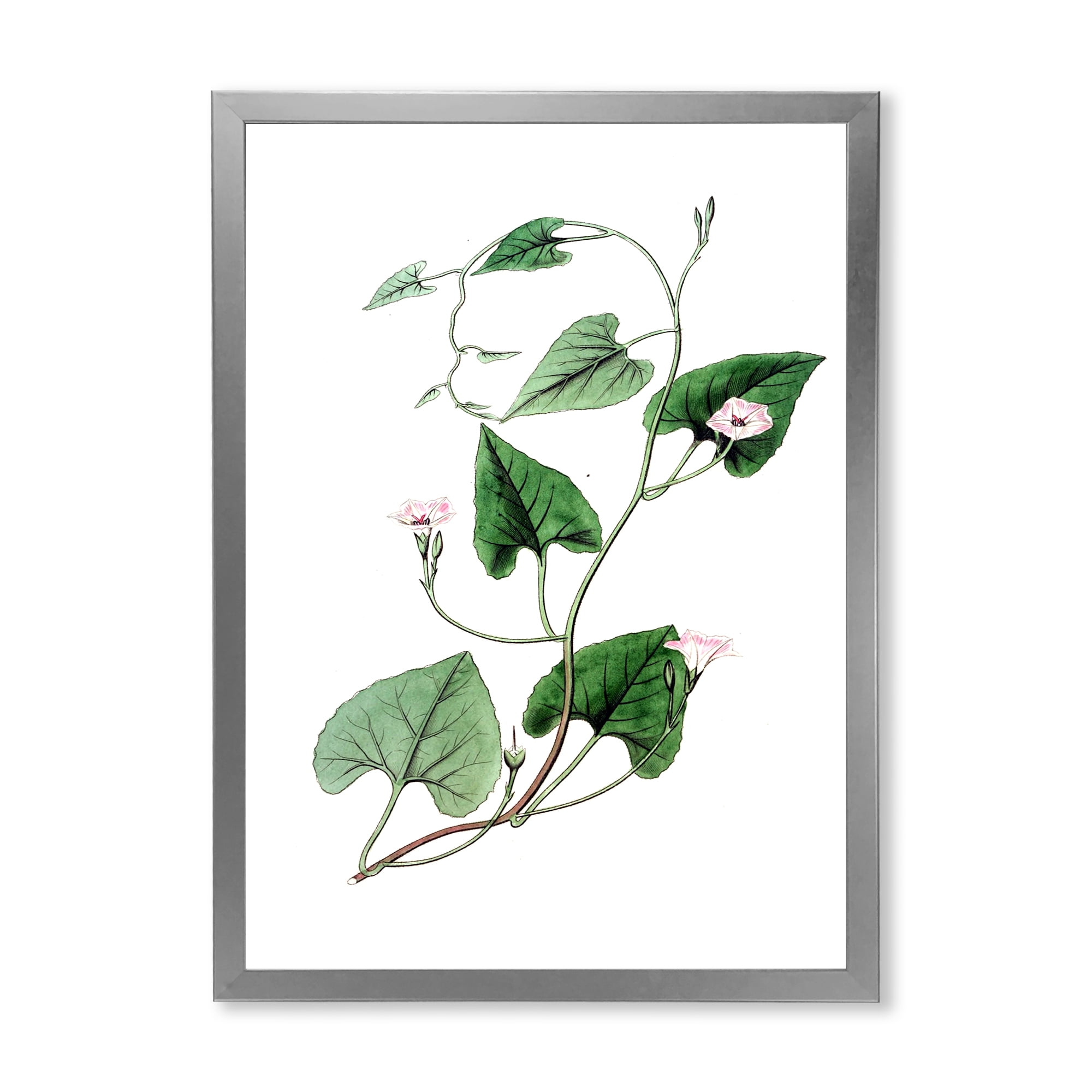 Designart 'Ancient Green Leaves Plants IX' Traditional Framed Art Print