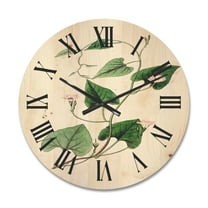 Designart 'Ancient Green Leaves Plants IX' Traditional Wood Wall Clock