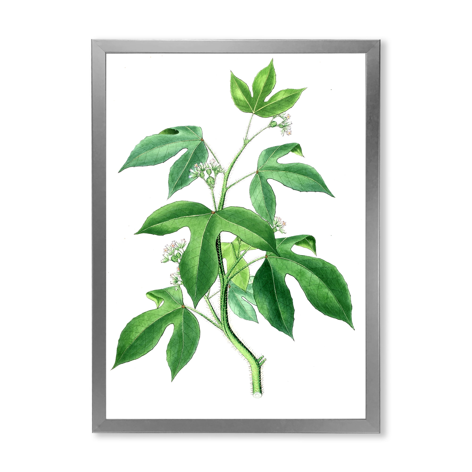 Designart 'Ancient Green Leaves Plants V' Traditional Framed Art Print