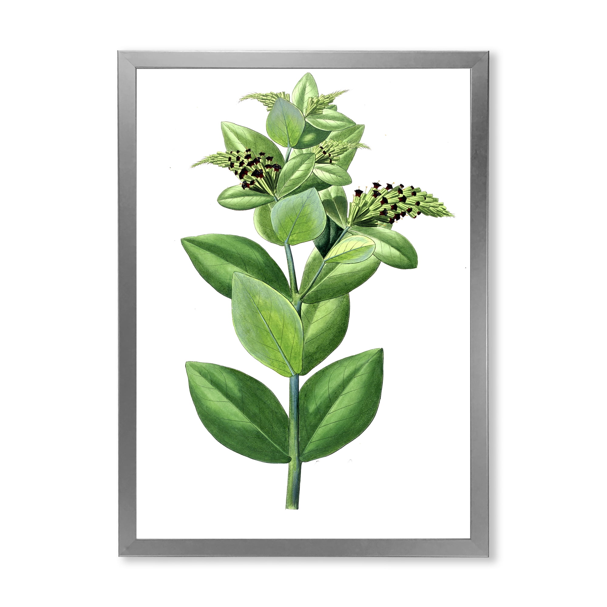 Designart 'Ancient Green Leaves Plants VI' Traditional Framed Art Print