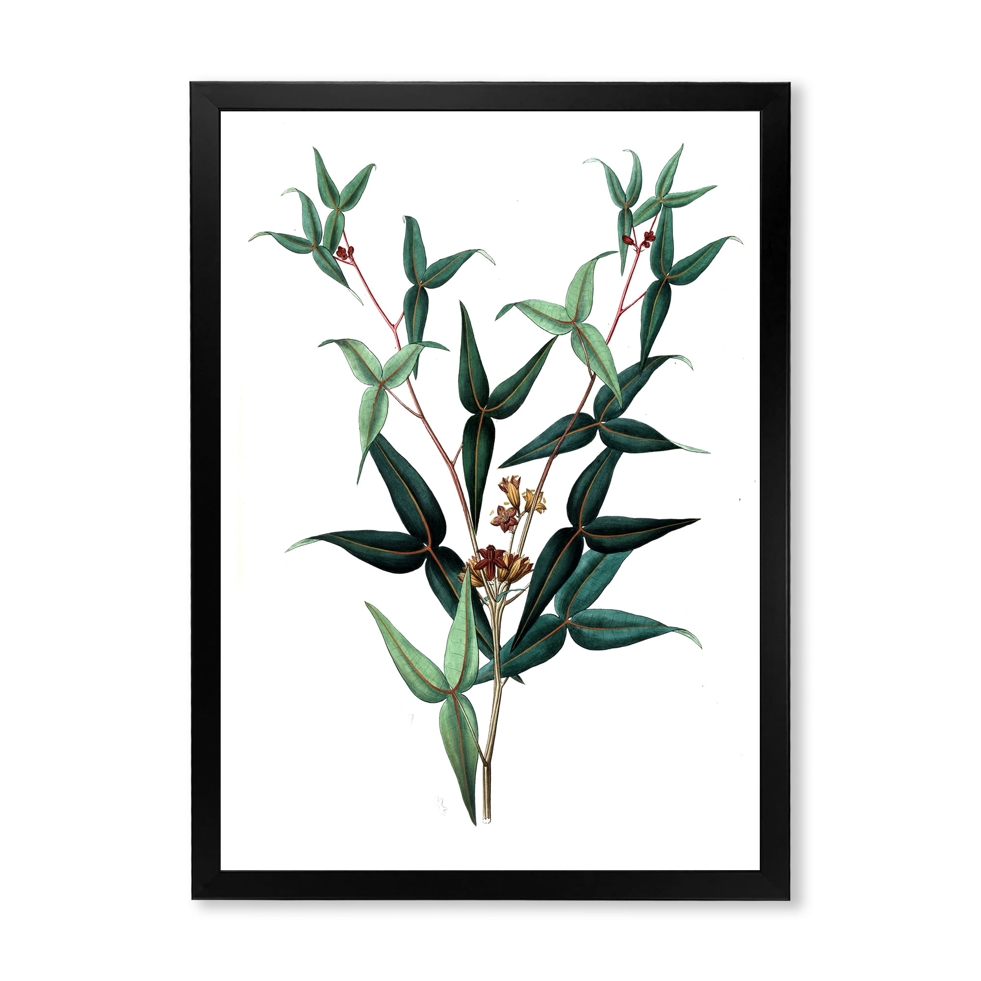 Designart 'Ancient Green Leaves Plants VIII' Traditional Framed Art Print