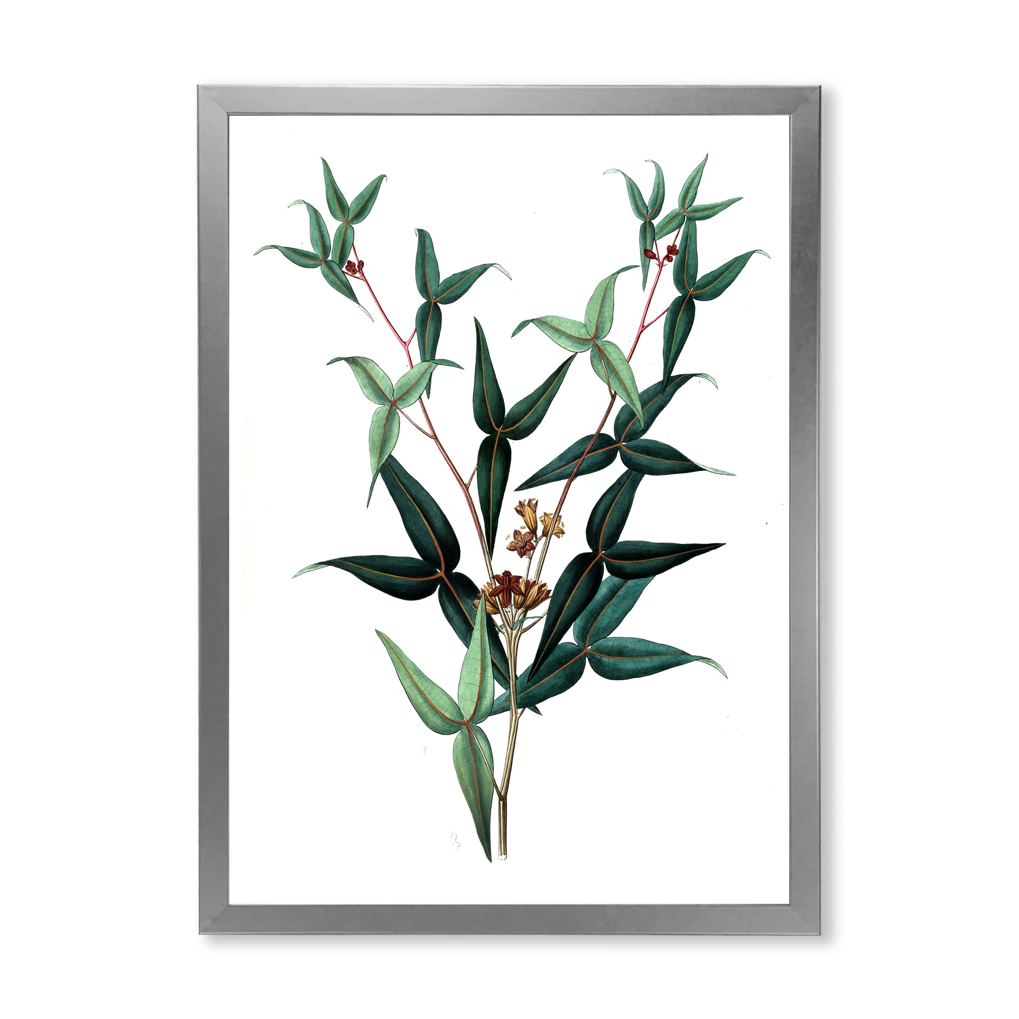 Designart 'Ancient Green Leaves Plants VIII' Traditional Framed Art Print