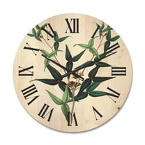 Designart 'Ancient Green Leaves Plants VIII' Traditional Wood Wall Clock