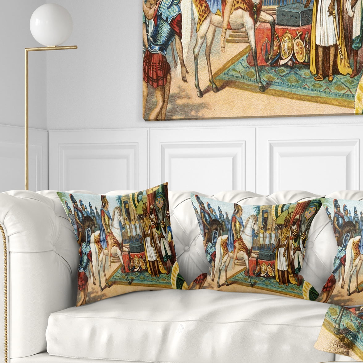 Designart Ancient Historical Illustration - Portrait Throw Pillow - 18x18