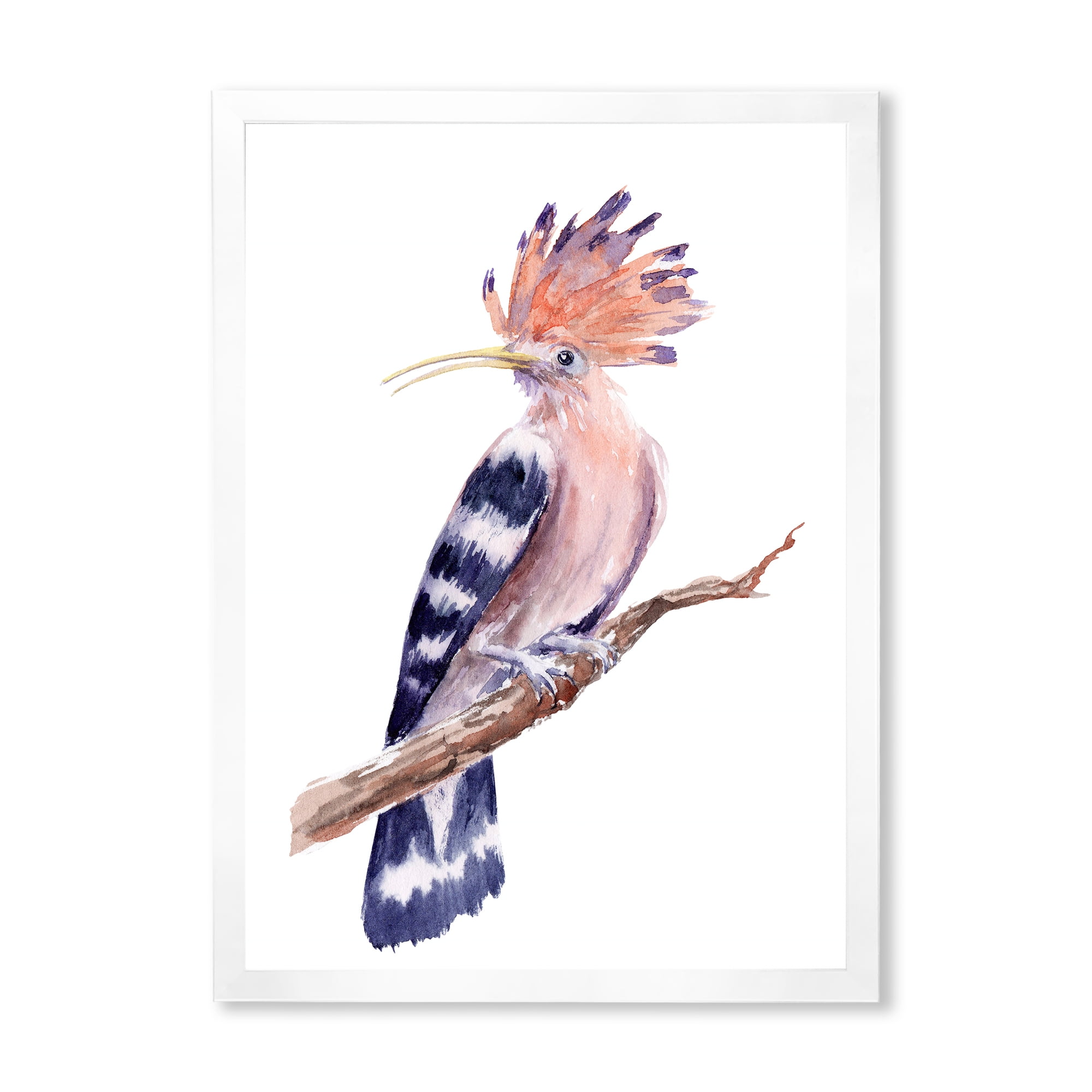 Designart 'Ancient Hoopoe Bird On A Branch' Traditional Framed Art Print