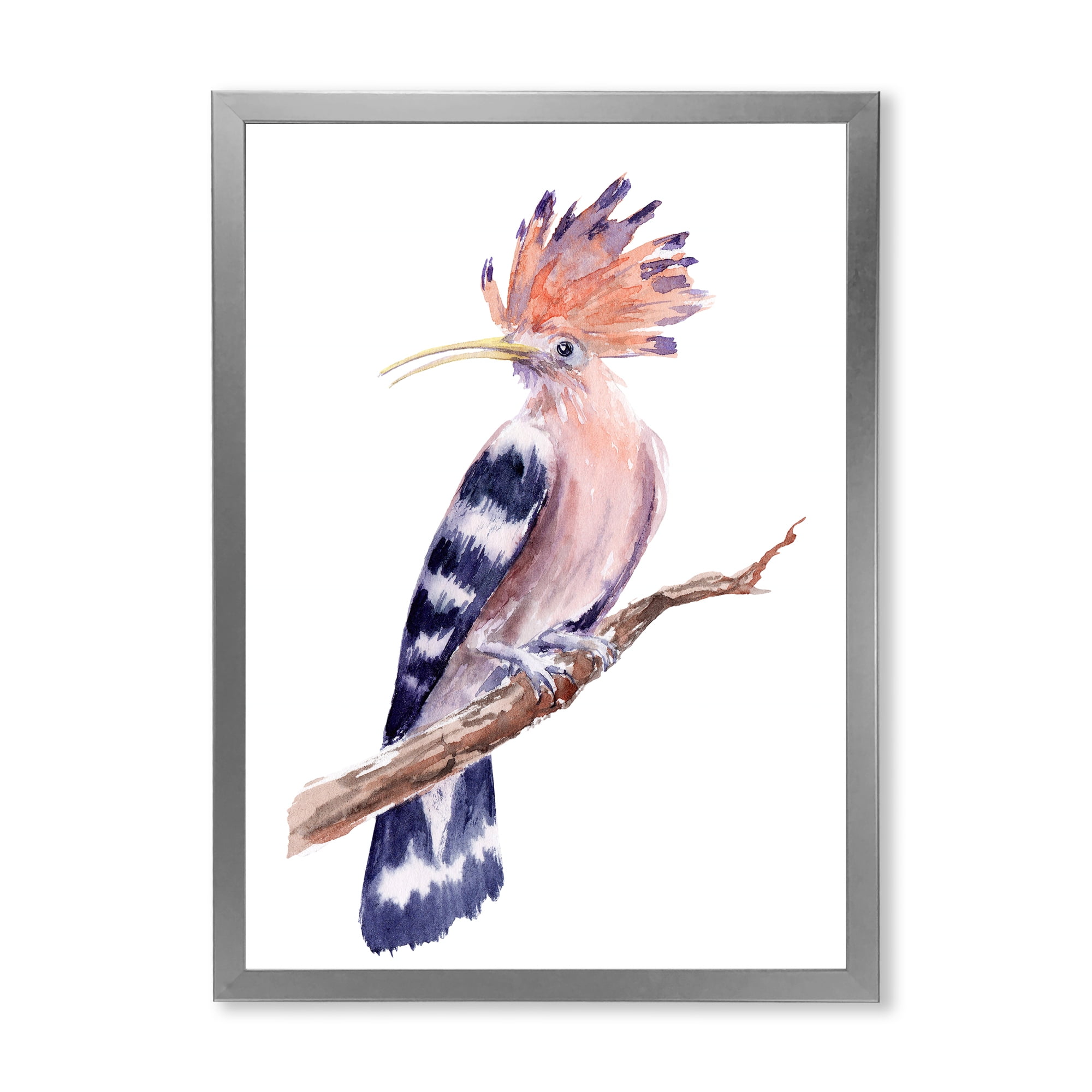 Designart 'Ancient Hoopoe Bird On A Branch' Traditional Framed Art Print