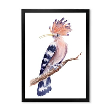 Designart 'Ancient Hoopoe Bird On A Branch' Traditional Framed Art Print