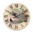 thumbnail image 1 of Designart 'Ancient Hummingbird On A Branch' Traditional Wood Wall Clock, 1 of 5