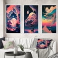 thumbnail image 1 of Designart "Ancient Legends Mythical Visions of Magic V" Abstract Landscape Framed Wall Art Set Of 3 - Pink Abstract Landscapes Frame Canvas Set For Living Room Decor, 1 of 6
