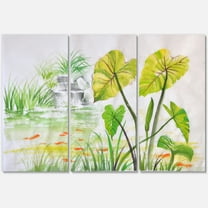 Designart ' Ancient Lotus Pond ' Lake House Canvas Wall Art Print