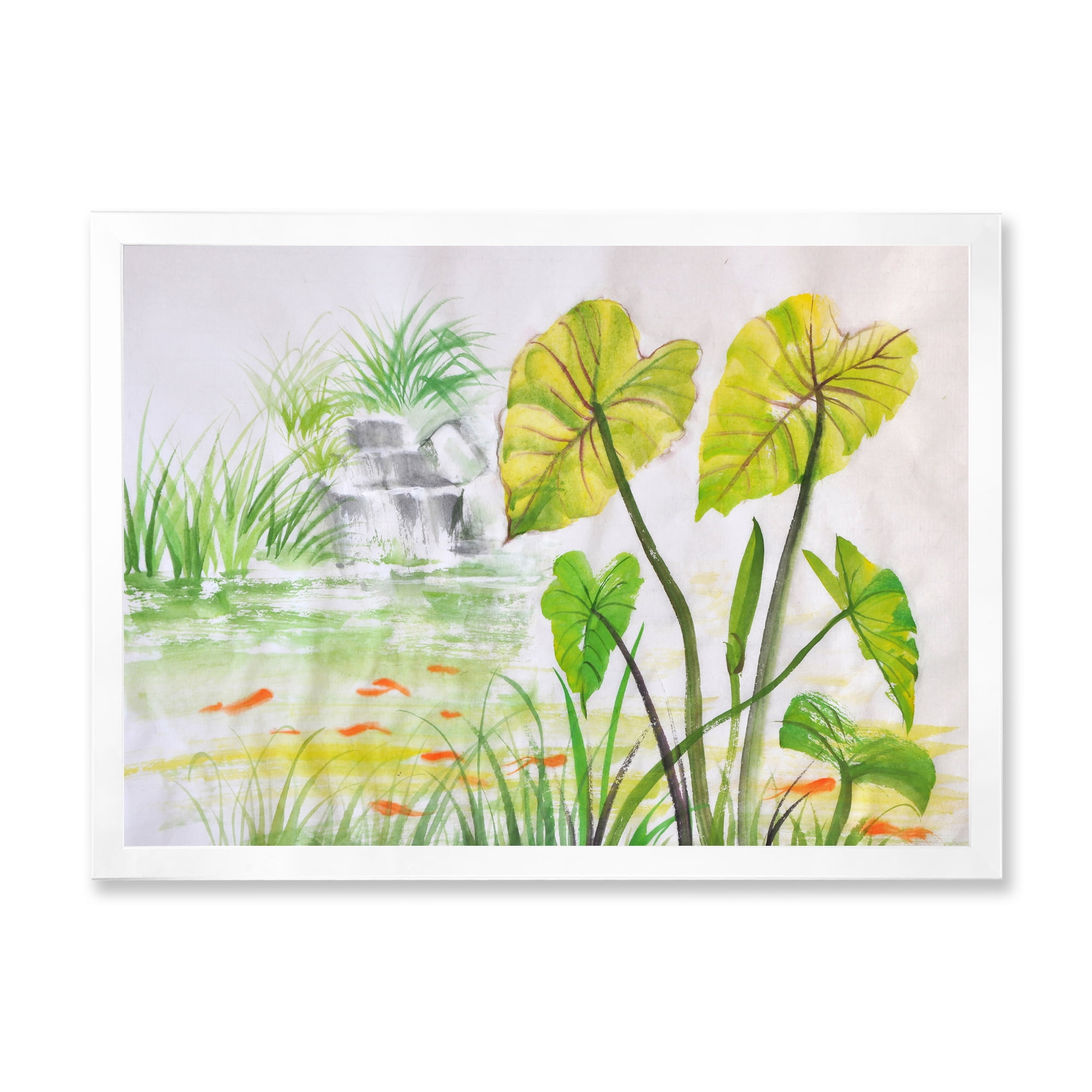 Designart 'Ancient Lotus Pond' Lake House Framed Art Print