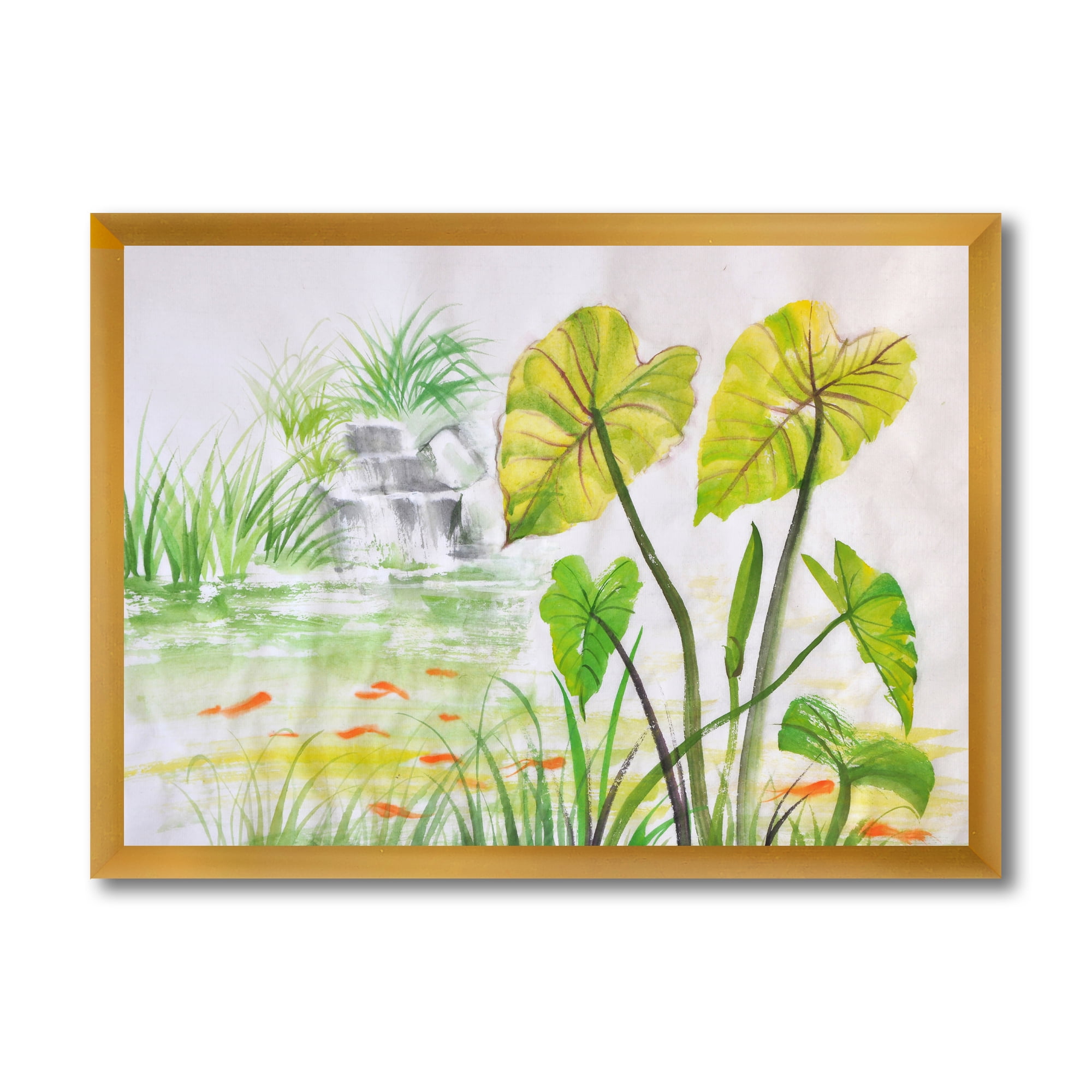 Designart 'Ancient Lotus Pond' Lake House Framed Art Print