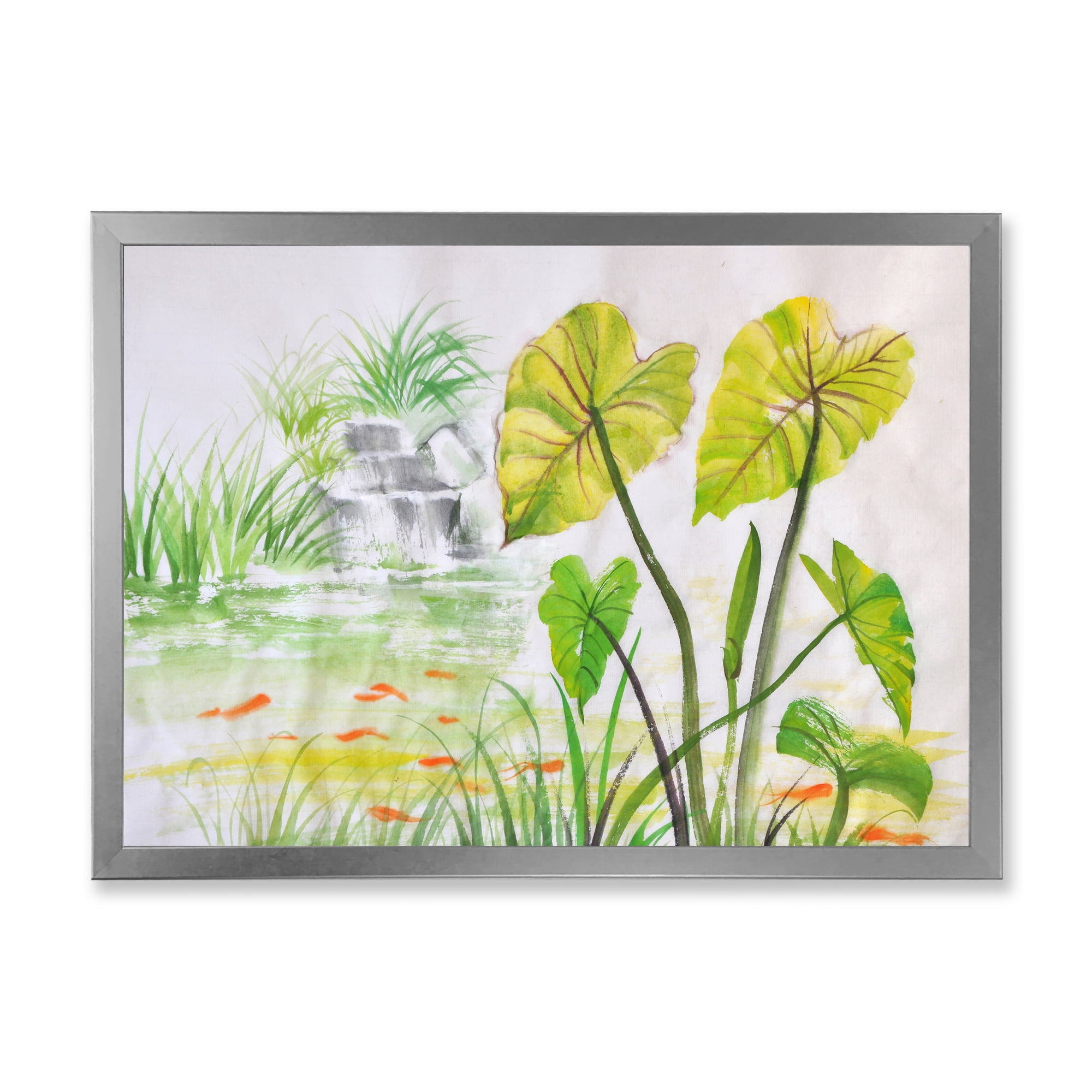 Designart 'Ancient Lotus Pond' Lake House Framed Art Print