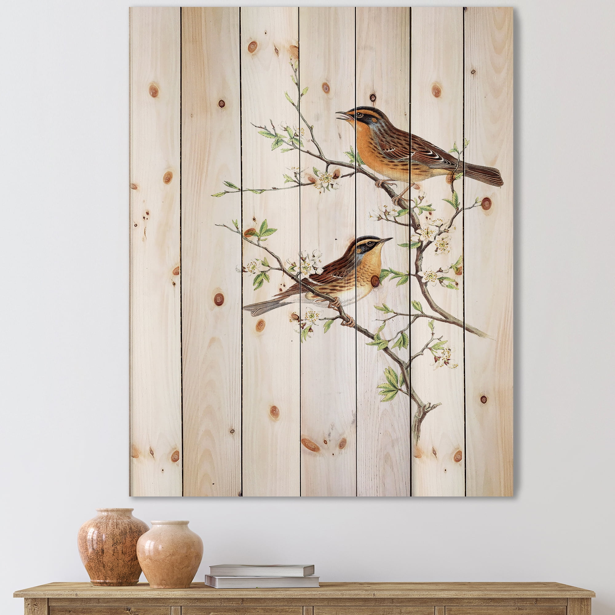 Designart 'Ancient Mammals II' Farmhouse Print on Natural Pine Wood