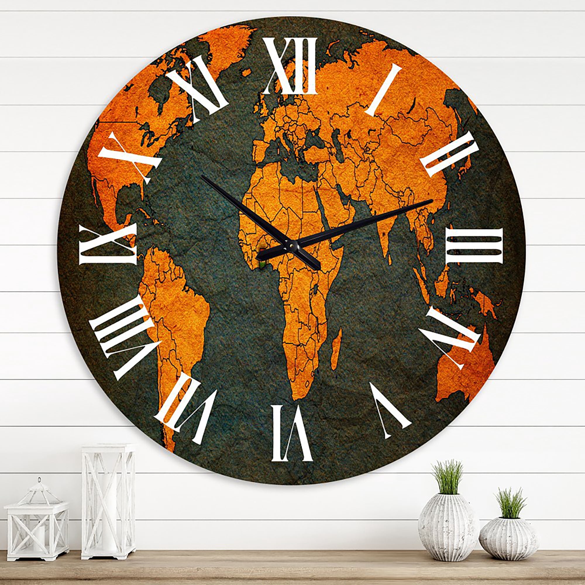 Designart 'Ancient Map Of The World Africa' Vintage Wall Clock