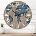 thumbnail image 1 of Designart 'Ancient Map Of The World I' Rustic Wall Clock, 1 of 5