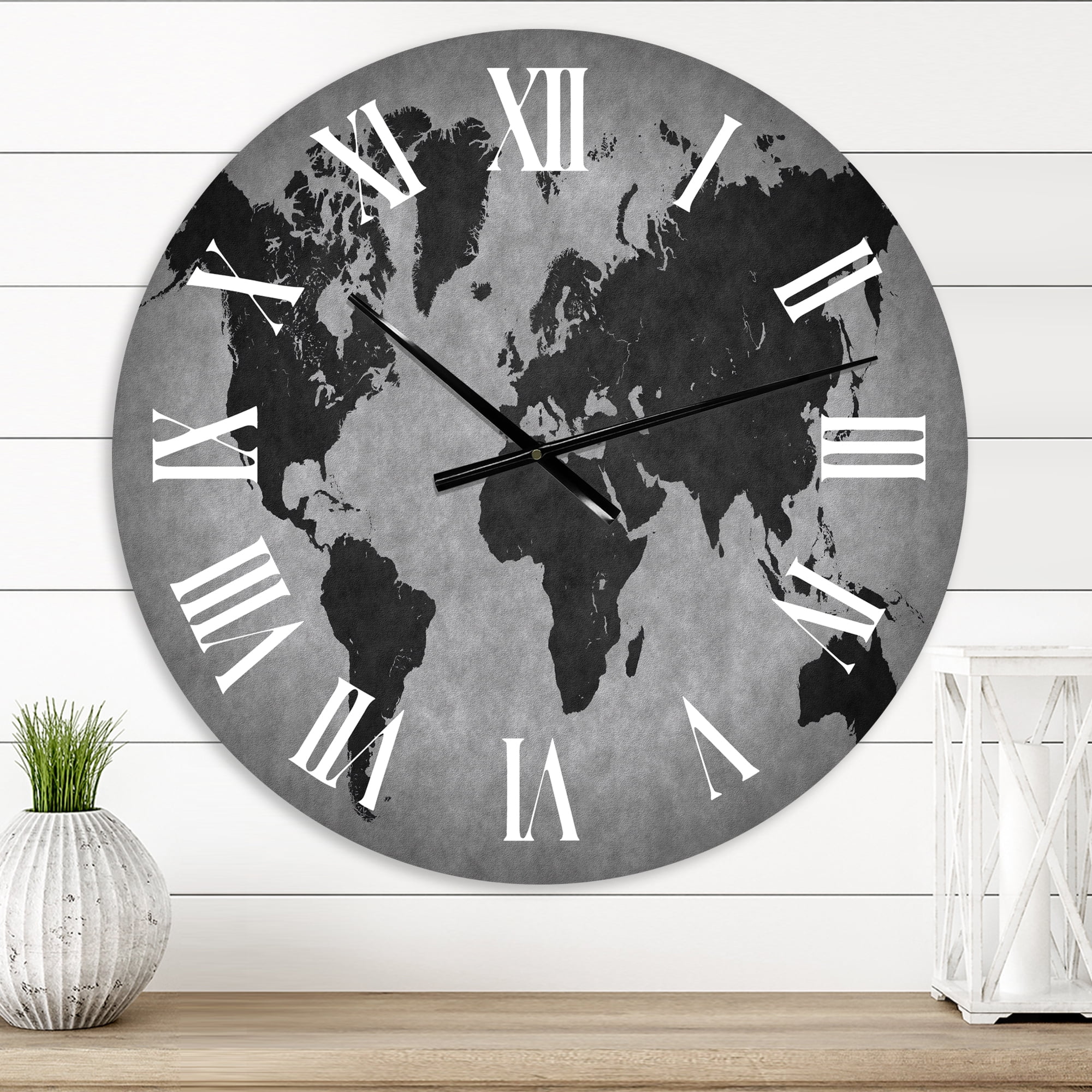 Designart 'Ancient Map Of The World Ix' Vintage Wall Clock - Walmart.com