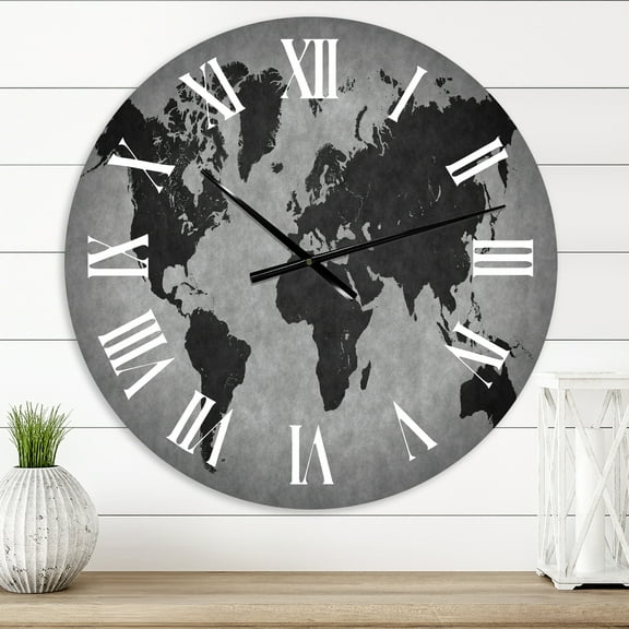 Designart 'Ancient Map Of The World Ix' Vintage Wall Clock
