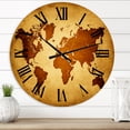 thumbnail image 1 of Designart 'Ancient Map Of The World Vi' Vintage Wall Clock, 1 of 5