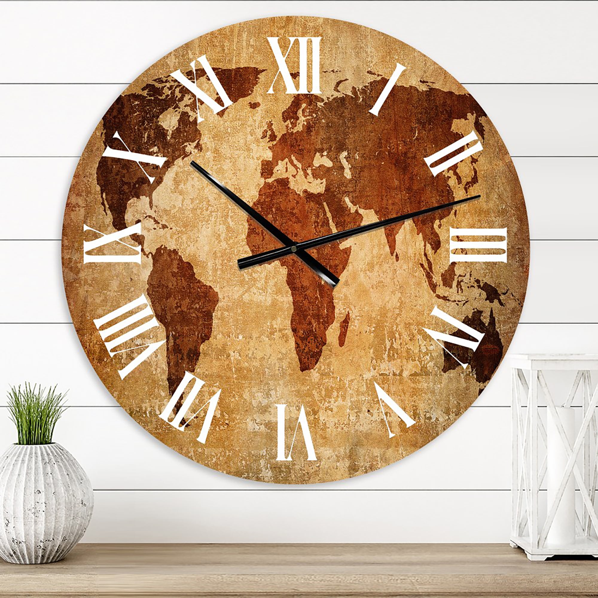 Designart 'Ancient Map Of The World Xi' Vintage Wall Clock - Walmart.com