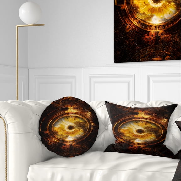 Designart Ancient Mayan Calendar Collage - Abstract Wall Art Throw Pillow - 12x20