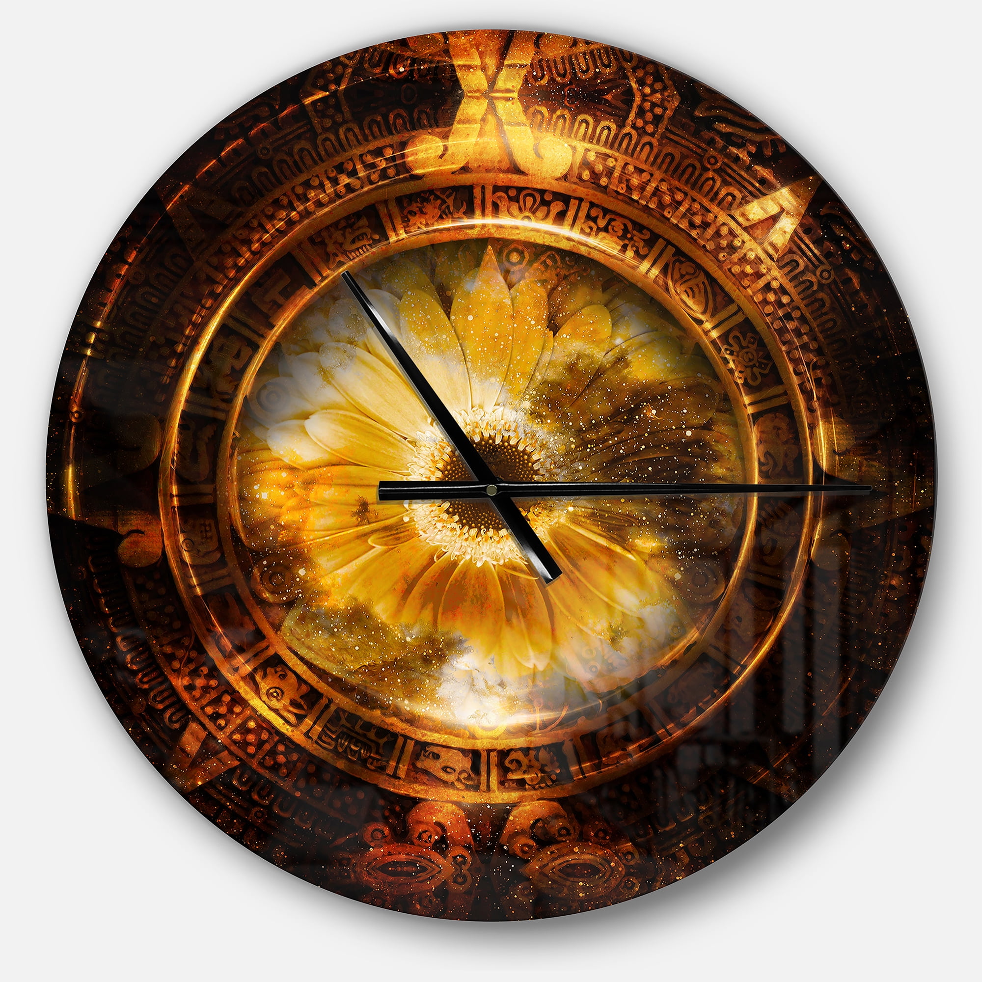 Designart 'Ancient Mayan Calendar Collage' Metal Wall Clock