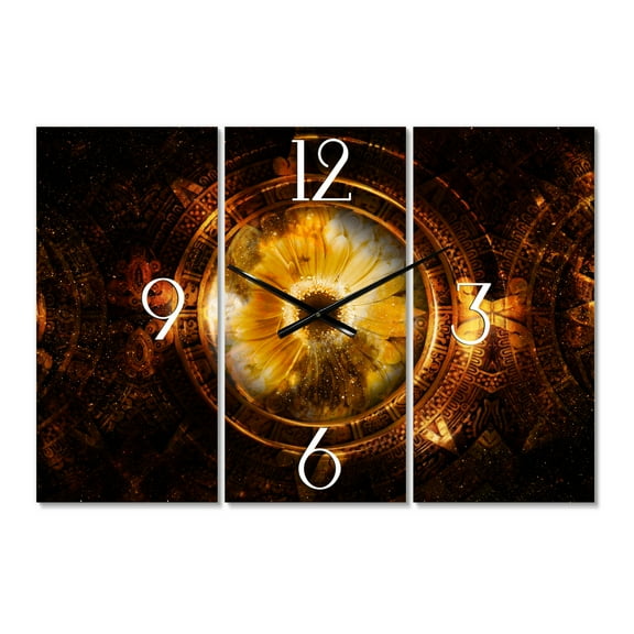 Designart 'Ancient Mayan Calendar Collage' Modern wall clock