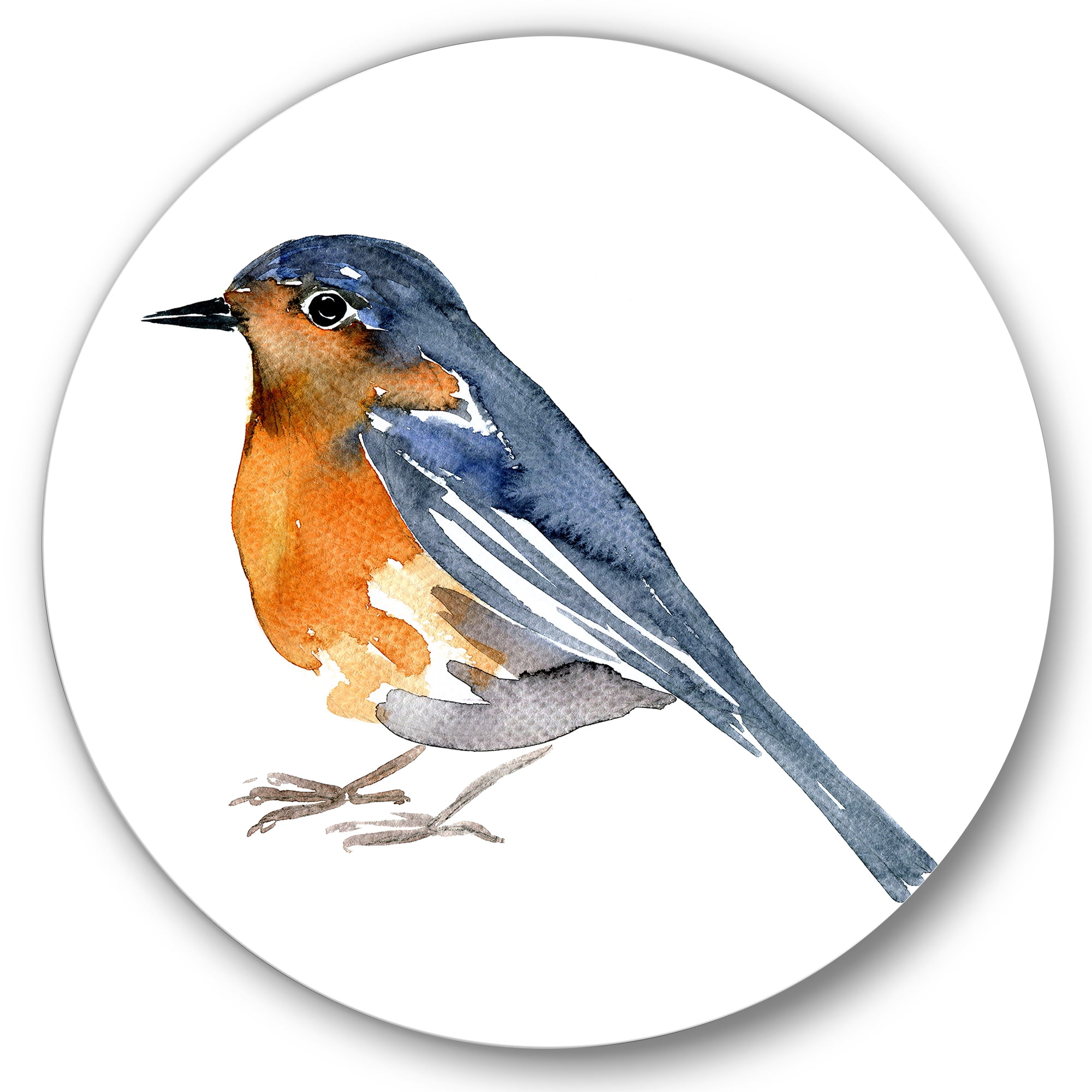 Designart 'Ancient Orange Bird' Traditional Circle Metal Wall Art 29x29 - Disc of 29