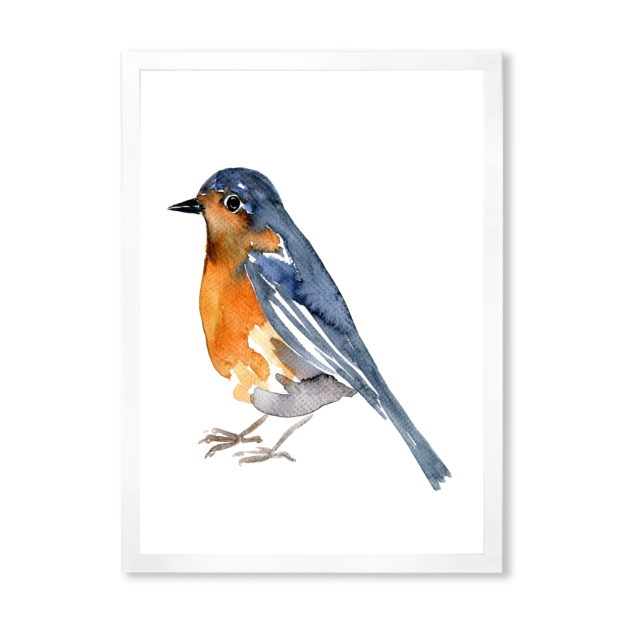 Designart 'Ancient Orange Bird' Traditional Framed Art Print