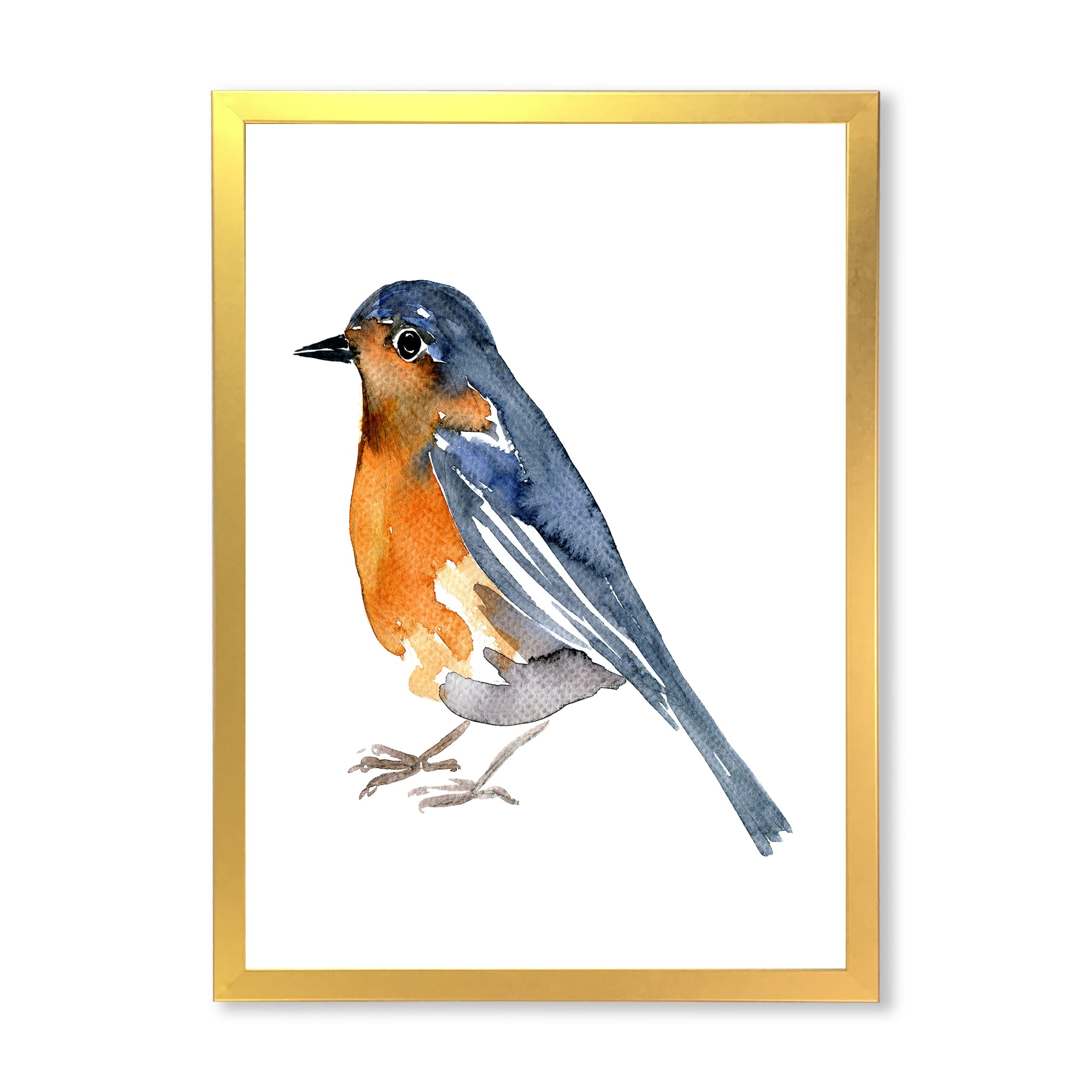 Designart 'Ancient Orange Bird' Traditional Framed Art Print