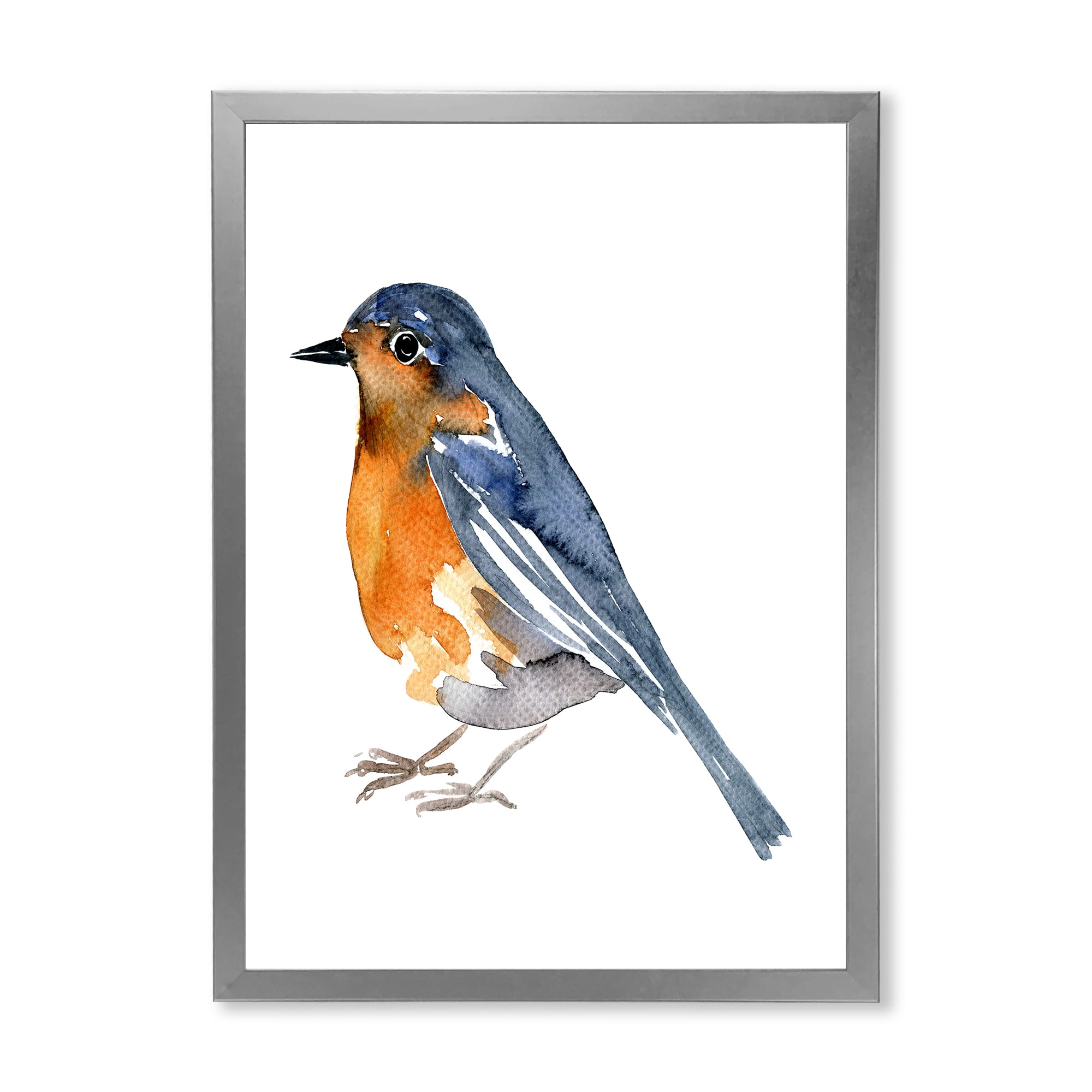Designart 'Ancient Orange Bird' Traditional Framed Art Print
