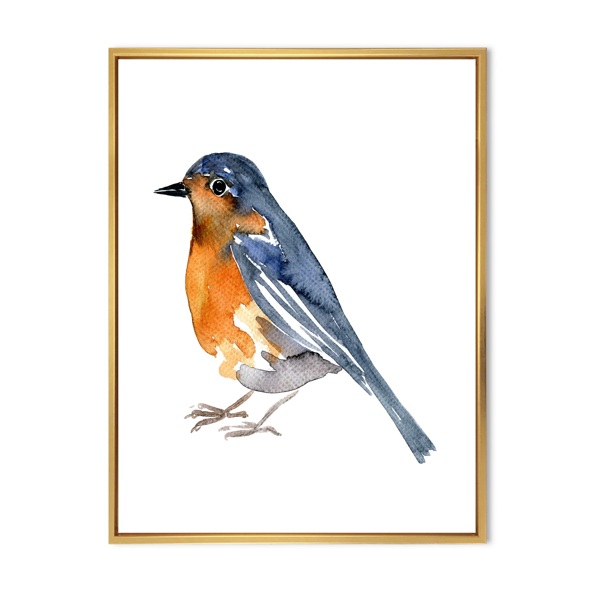 Designart 'Ancient Orange Bird' Traditional Framed Canvas Wall Art Print
