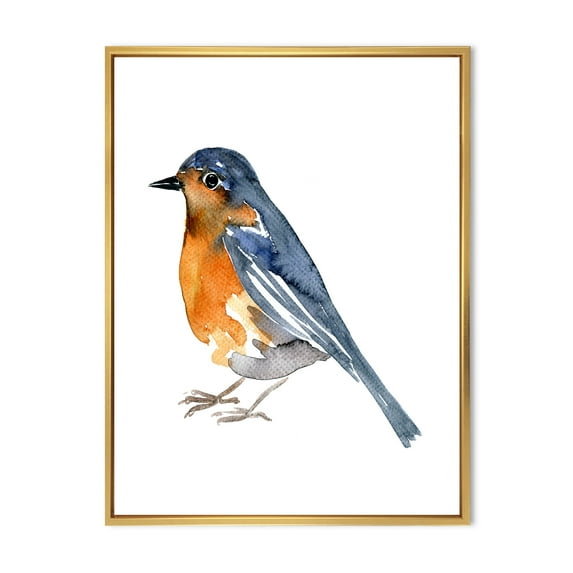 Designart 'Ancient Orange Bird' Traditional Framed Canvas Wall Art Print