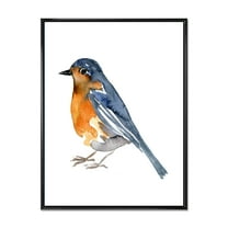 Designart 'Ancient Orange Bird' Traditional Framed Canvas Wall Art Print