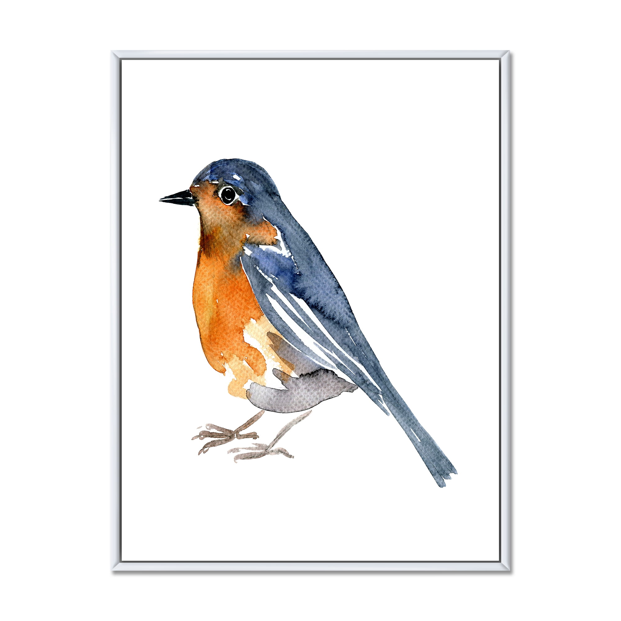 Designart 'Ancient Orange Bird' Traditional Framed Canvas Wall Art Print
