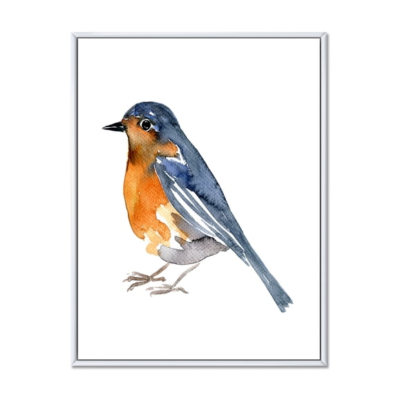 Designart 'Ancient Orange Bird' Traditional Framed Canvas Wall Art Print