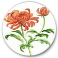 thumbnail image 1 of Designart 'Ancient Orange Chrysanthemum Flower' Traditional Circle Metal Wall Art 23x23 - Disc of 23, 1 of 5