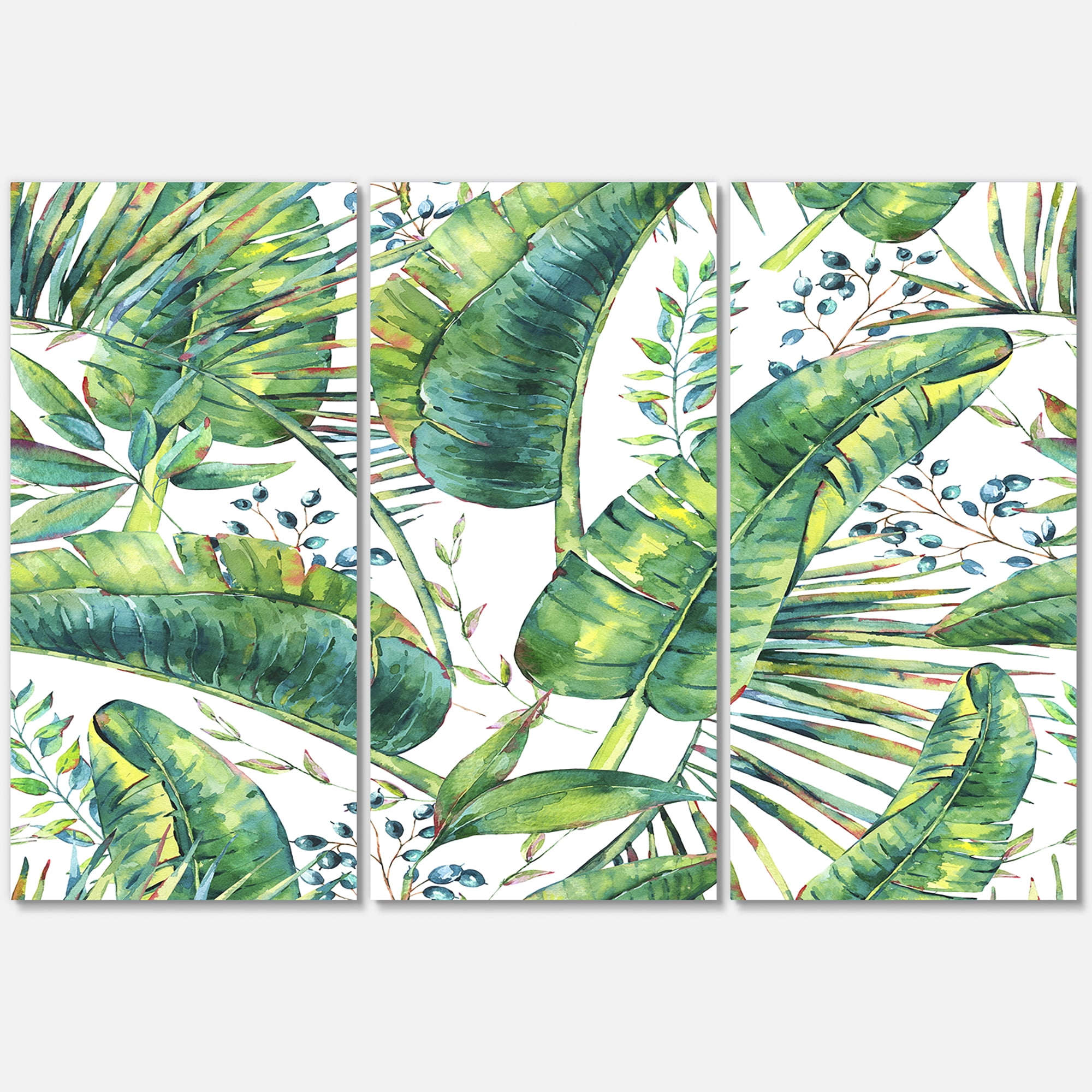Designart ' Ancient Pattern Of Banana Leaves ' Lake House Canvas Wall Art Print