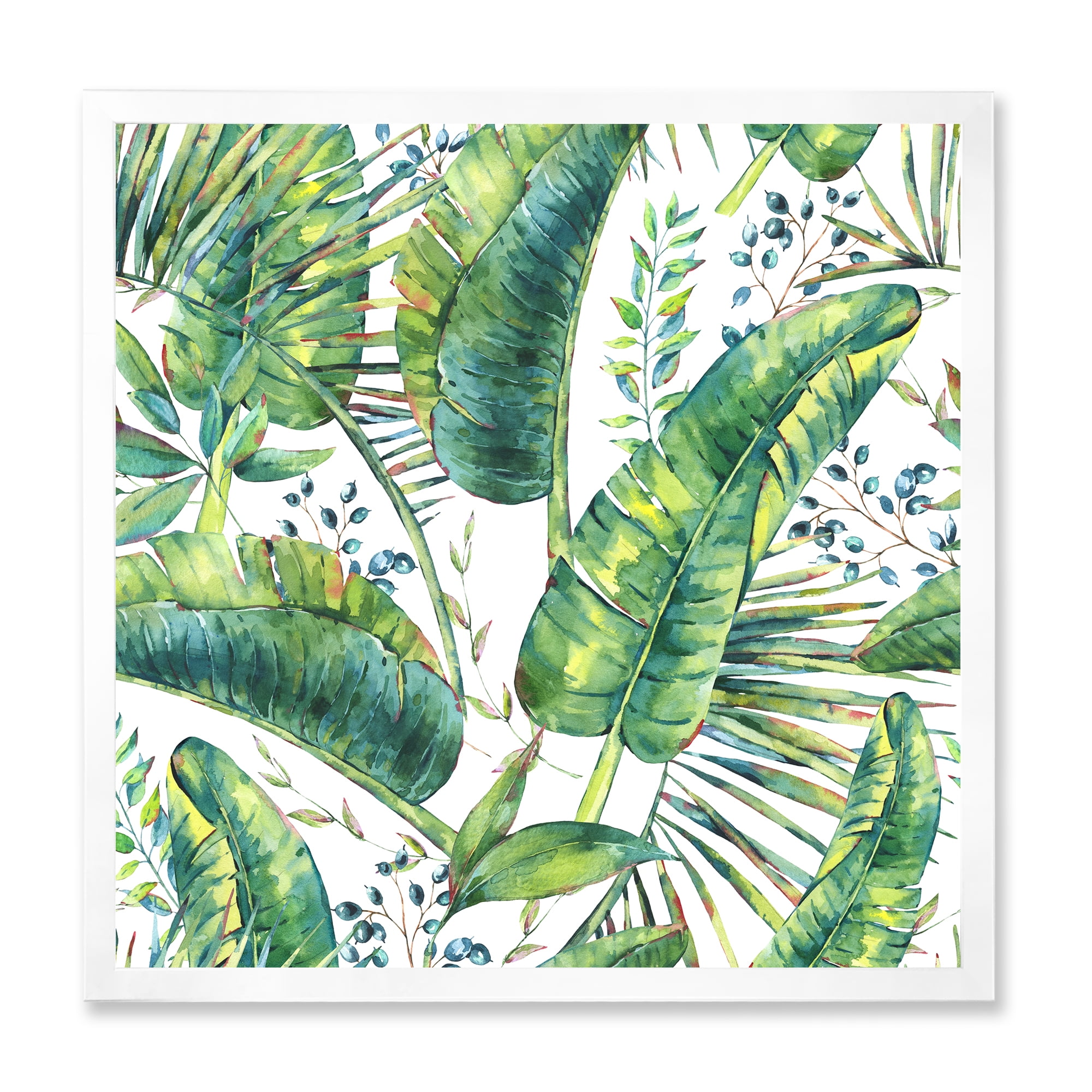 Designart 'Ancient Pattern Of Banana Leaves' Lake House Framed Art Print
