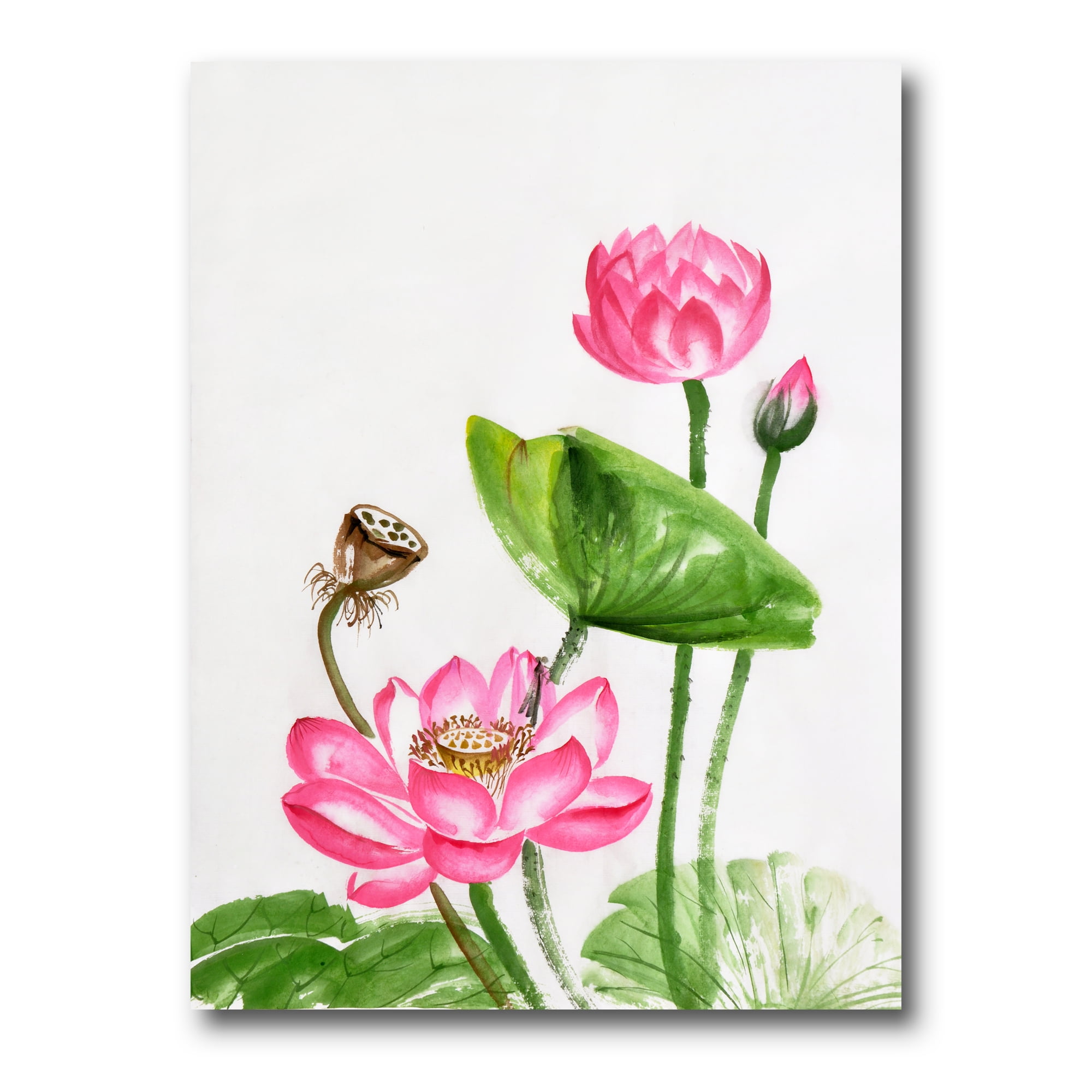 Designart ' Ancient Pink Lotuses In The Pond III ' Traditional Canvas Wall Art Print